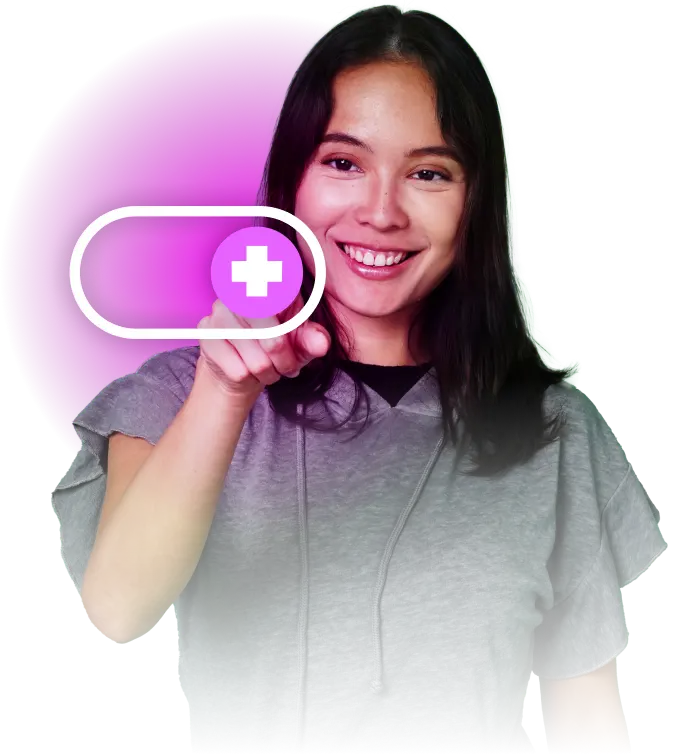 Girl toggling a switch.